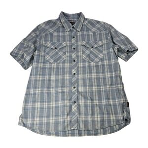 Patagonia Blue and White Plaid Short Sleeve Button-Down Shirt
